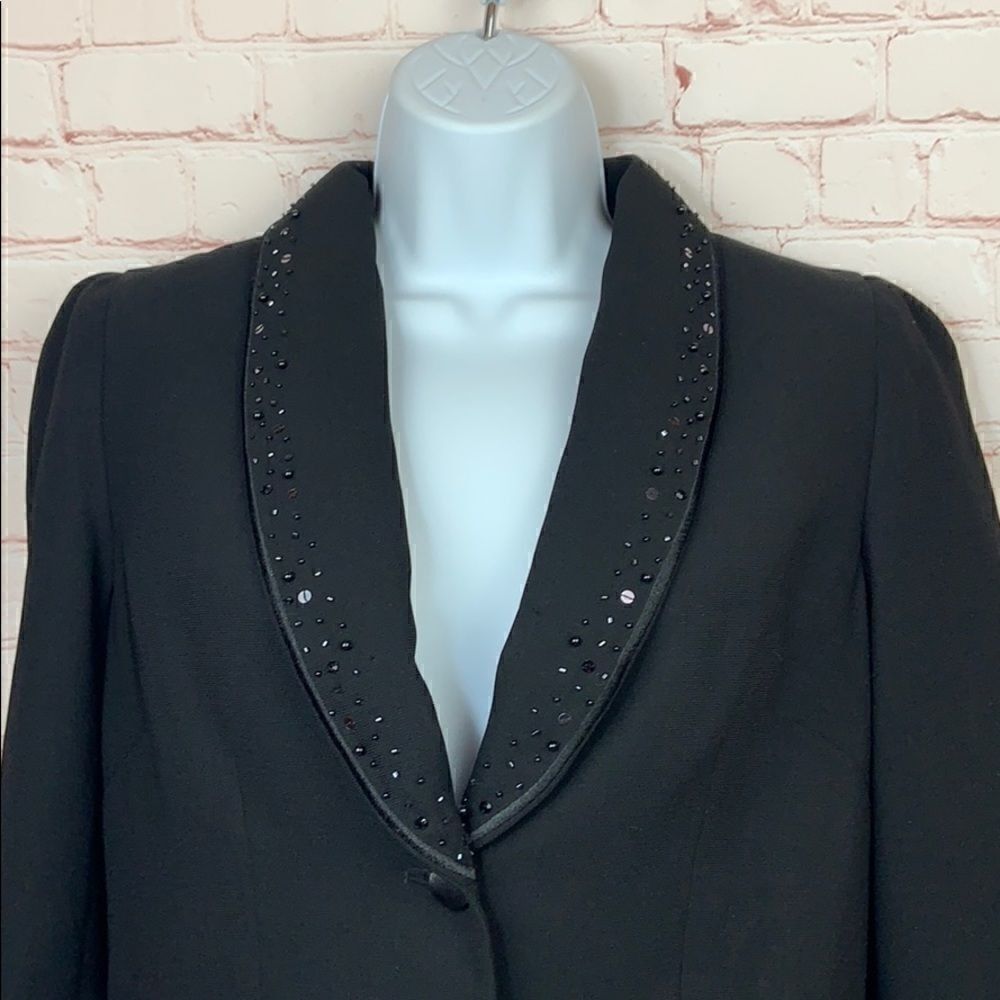 Dressy John Meyer rhinestone beaded trim blazer 3/4 sleeve size 8 - Picture 2 of 13
